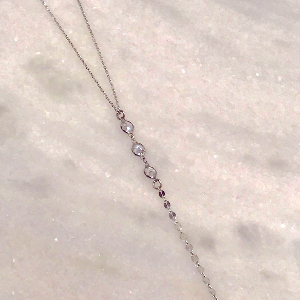 Silver 4 crystal drop necklace adjustable length